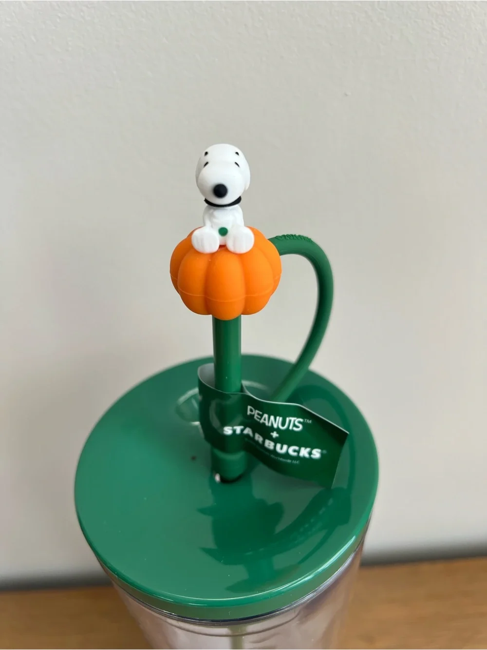 Starbucks x Peanuts Snoopy Pumpkin Cold Cup Tumbler 24oz Straw Topper NEW
